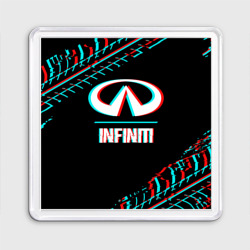 Магнит 55*55 Значок Infiniti в стиле glitch на темном фоне