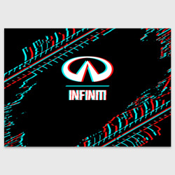 Поздравительная открытка Значок Infiniti в стиле glitch на темном фоне