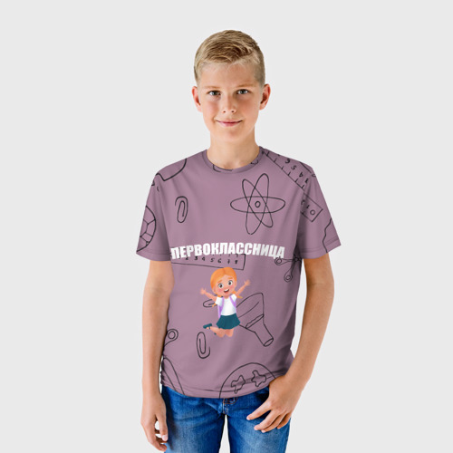 Детская футболка 3D Первоклассница идет в школу, цвет 3D печать - фото 3