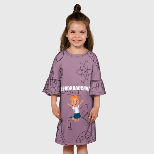 Детское платье 3D Первоклассница идет в школу, цвет 3D печать - фото 4