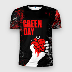 Мужская футболка 3D Slim Green day - краска