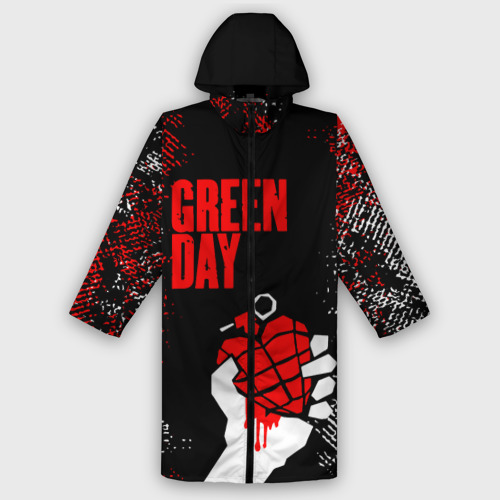 Мужской дождевик 3D Green day - краска, цвет белый