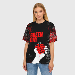 Женская футболка oversize 3D Green day - краска - фото 2