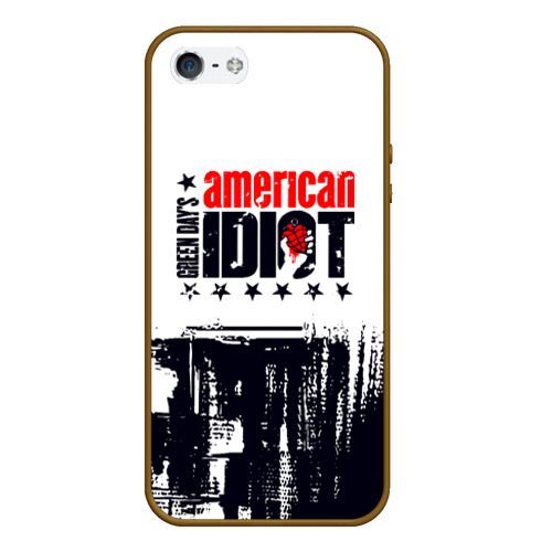 Чехол для iPhone 5/5S матовый Green day American idiot - rock, цвет коричневый