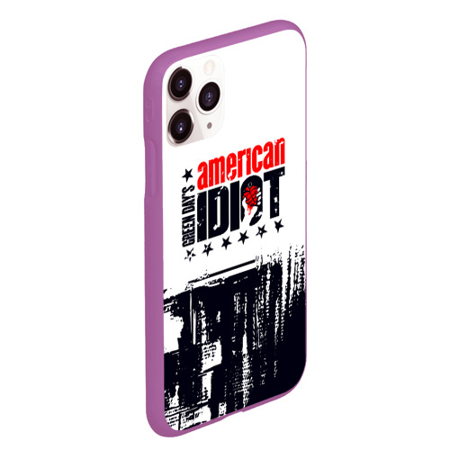 Чехол для iPhone 11 Pro Max матовый Green day American idiot - rock, цвет фиолетовый - фото 3
