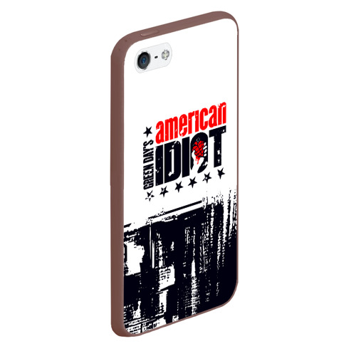 Чехол для iPhone 5/5S матовый Green day American idiot - rock, цвет коричневый - фото 3