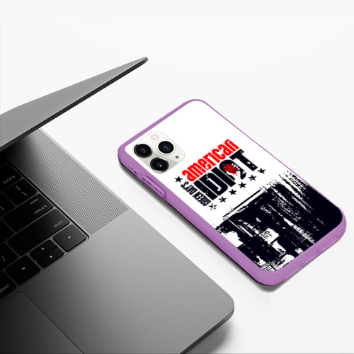 Чехол для iPhone 11 Pro Max матовый Green day American idiot - rock, цвет фиолетовый - фото 5