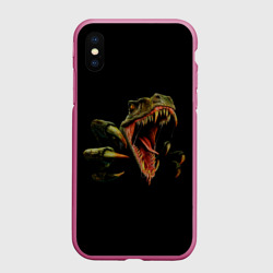 Чехол для iPhone XS Max матовый Динозавр - На черном