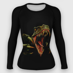 Женский рашгард 3D Динозавр - На черном
