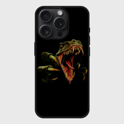 Чехол силиконовый для Apple iPhone 15 Pro матовый Динозавр - На черном