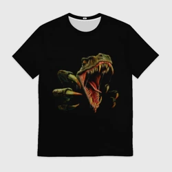 Мужская футболка 3D Динозавр - На черном
