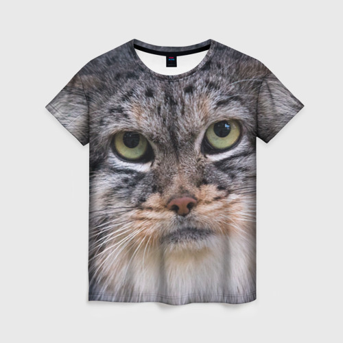 Женская футболка 3D Дикий кот манул, цвет 3D печать