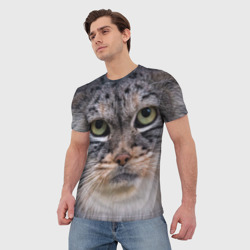 Мужская футболка 3D Дикий кот манул - фото 2