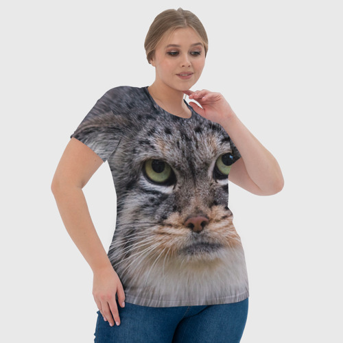 Женская футболка 3D Дикий кот манул, цвет 3D печать - фото 6