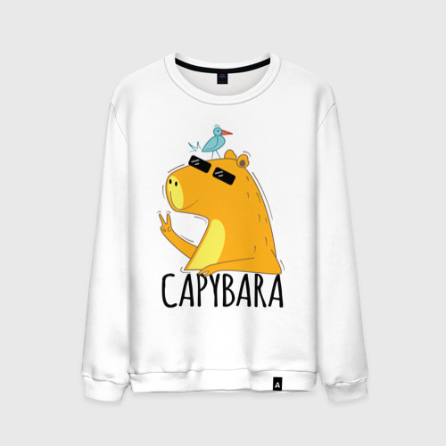 Мужской свитшот хлопок Capybara водосвинка, цвет белый