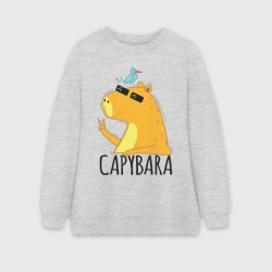 Женский свитшот oversize без начеса хлопок Capybara водосвинка
