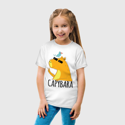 Детская футболка хлопок Capybara водосвинка, цвет белый - фото 5