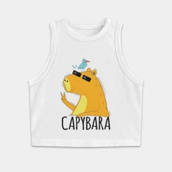 Женская укороченная майка-топ хлопок Capybara водосвинка