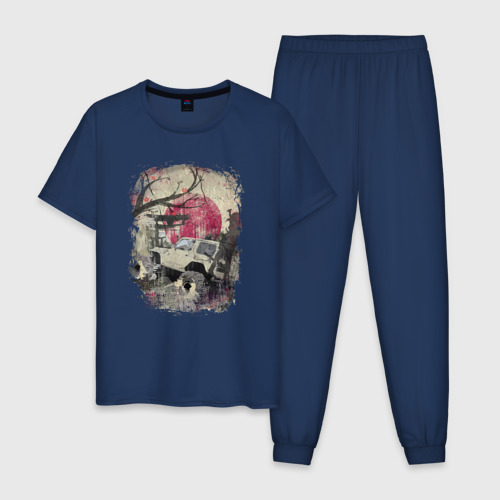 Мужская пижама хлопок Бездорожье Азия, цвет темно-синий
