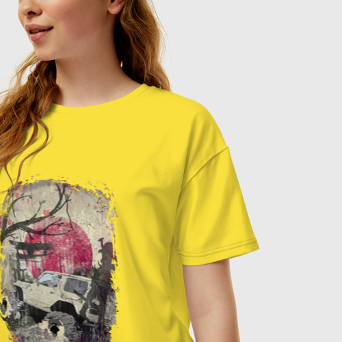 Женская футболка хлопок Oversize Бездорожье Азия, цвет желтый - фото 3