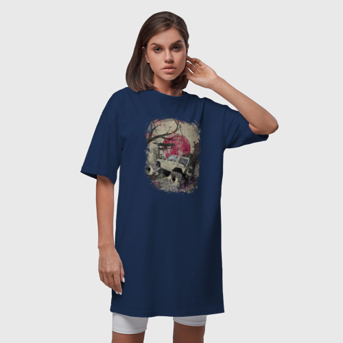 Платье-футболка хлопок Бездорожье Азия, цвет темно-синий - фото 5