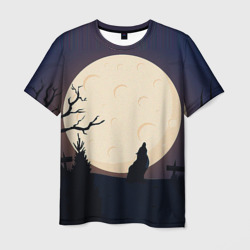 Волк при луне – Мужская футболка 3D с принтом купить со скидкой в -26%