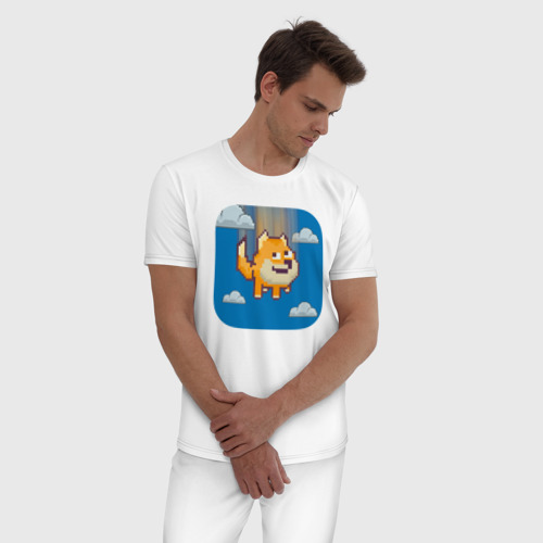 Мужская пижама хлопок с принтом Щенок Доге в игре, фото на моделе #1