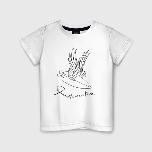 Детская футболка хлопок с принтом Доска для сёрфинга с крыльями, вид спереди #2