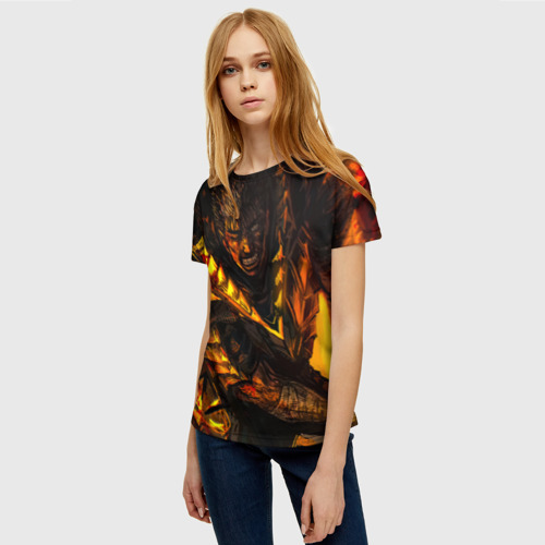 Женская футболка 3D с принтом Берсерк Гатс В Огне, фото на моделе #1