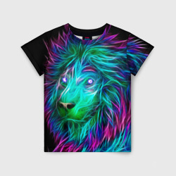 Детская футболка 3D Светящийся неоновый лев