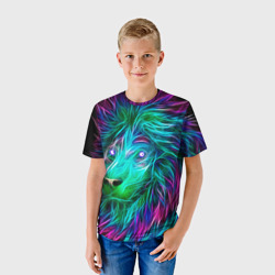 Детская футболка 3D Светящийся неоновый лев - фото 2