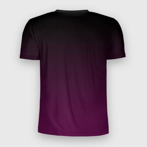 Мужская футболка 3D Slim с принтом Светящийся неоновый лев, вид сзади #1
