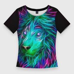 Женская футболка 3D Slim Светящийся неоновый лев