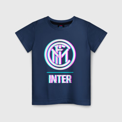 Детская футболка хлопок Inter FC в стиле glitch