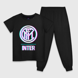 Детская пижама хлопок Inter FC в стиле glitch