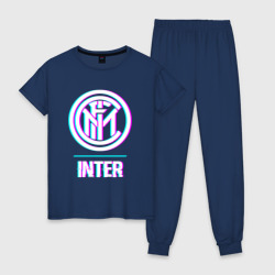 Женская пижама хлопок Inter FC в стиле glitch