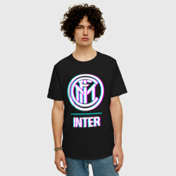 Мужская футболка хлопок Oversize Inter FC в стиле glitch - фото 2