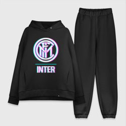 Женский костюм хлопок Oversize Inter FC в стиле glitch