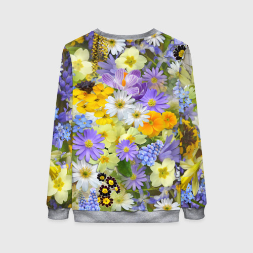 Женский свитшот 3D с принтом Цветочная летняя поляна, вид сзади #1