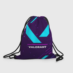 Рюкзак-мешок 3D Символ Valorant в неоновых цветах на темном фоне
