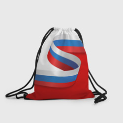 Рюкзак-мешок 3D Лента триколор на красно-белом фоне