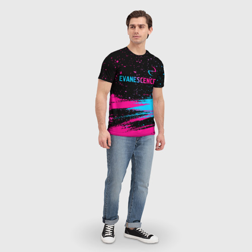 Мужская футболка 3D Evanescence - neon gradient: символ сверху, цвет 3D печать - фото 5