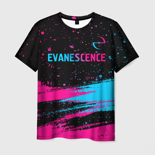 Мужская футболка 3D Evanescence - neon gradient: символ сверху, цвет 3D печать