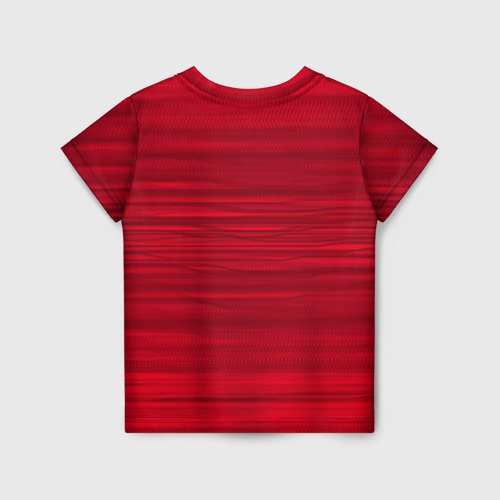 Детская футболка 3D с принтом Триколор и знак победы, вид сзади #1