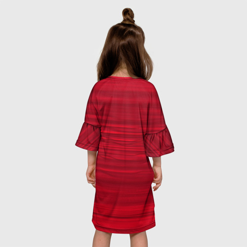 Детское платье 3D с принтом Триколор и знак победы, вид сзади #2