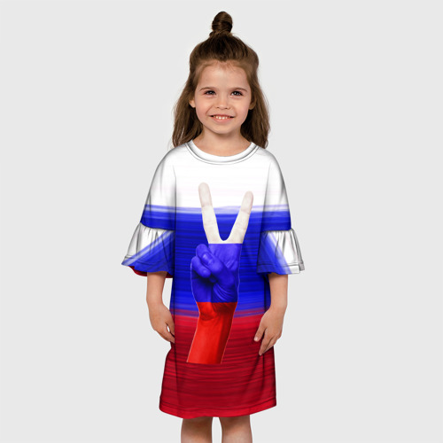 Детское платье 3D с принтом Триколор и знак победы, вид сбоку #3