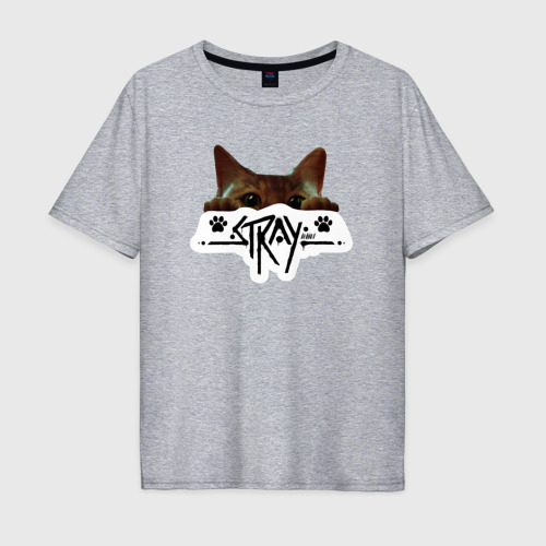 Мужская футболка хлопок Oversize Stray: Кот, цвет меланж