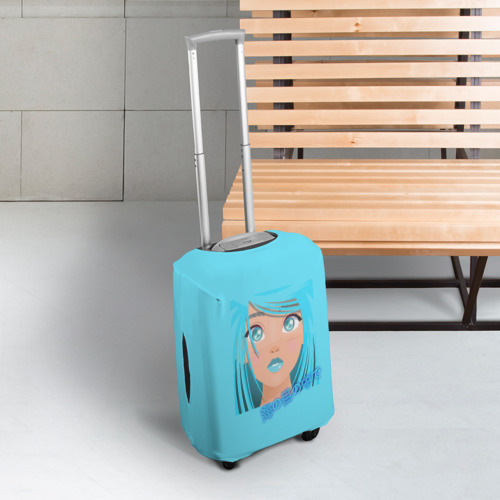 Чехол для чемодана 3D Аниме девушка с глазами цвета океана - иероглифы, цвет 3D печать - фото 3