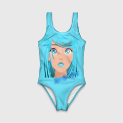 Детский купальник 3D Аниме девушка с глазами цвета океана - иероглифы - фото 2