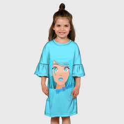Детское платье 3D Аниме девушка с глазами цвета океана - иероглифы - фото 2